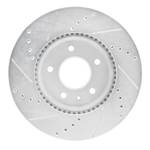 Chevrolet Equinox Brake Rotor (1) - Front Right - R1 Concepts - Drilled & Slotted - Silver - `07-`15